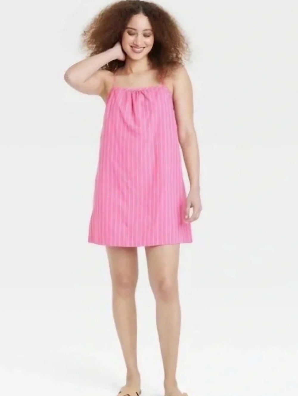 a new day Pink Striped Sleeveless Dress